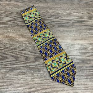 Pierre Balmain Blue & Gold Bit Link Pattern Tie